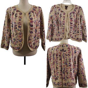 Multiples Women’s Linen Blend Multi-Color Cardigan Jacket – Size Medium